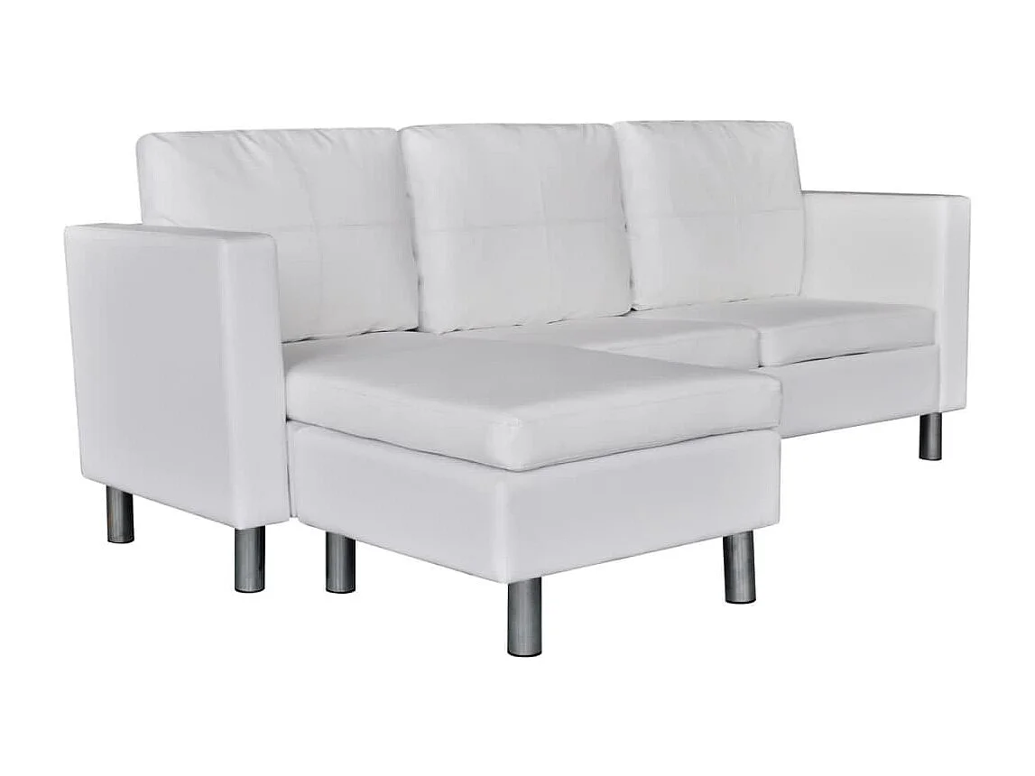 NETTLIFE Canapé sectionnel à 3 places cuir synthétique blanc