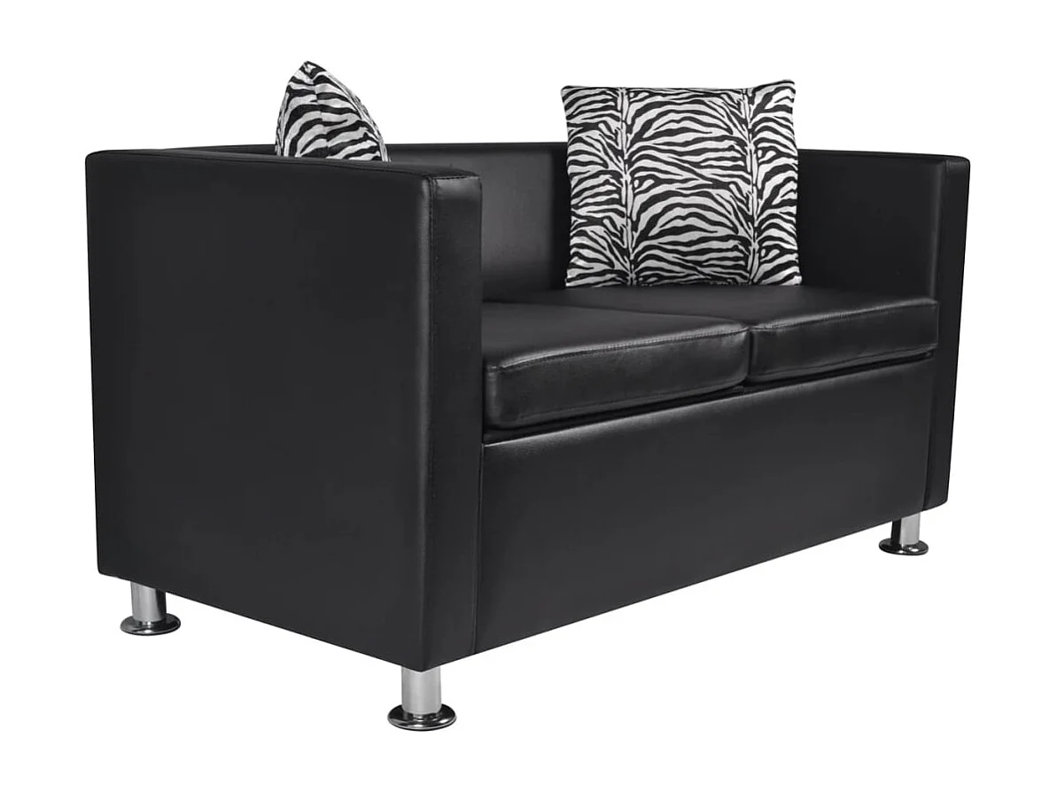 NETTLIFE Canapé à 2 places Cuir synthétique Noir