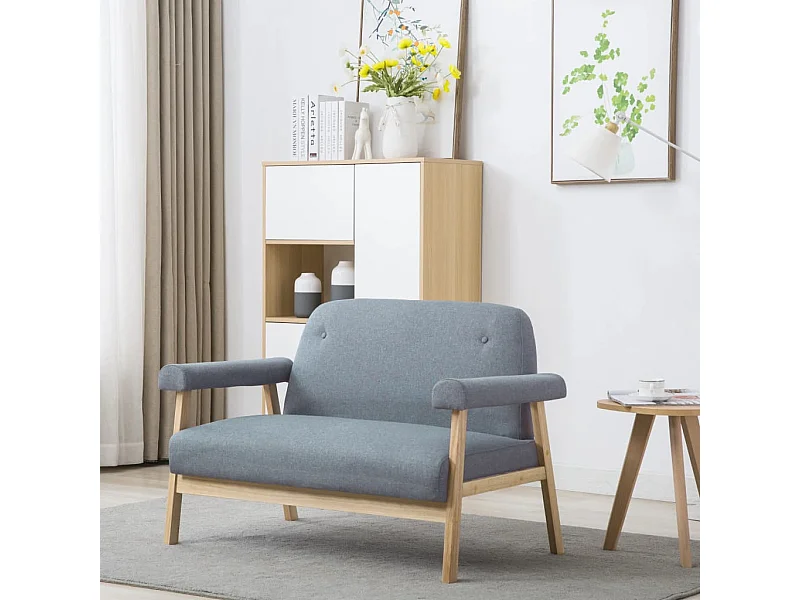 NETTLIFE Canapé à 2 places Tissu Gris clair