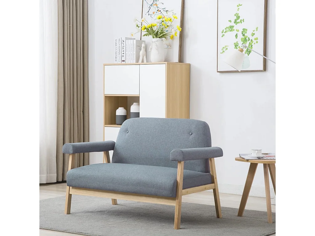 NETTLIFE Canapé à 2 places Tissu Gris clair