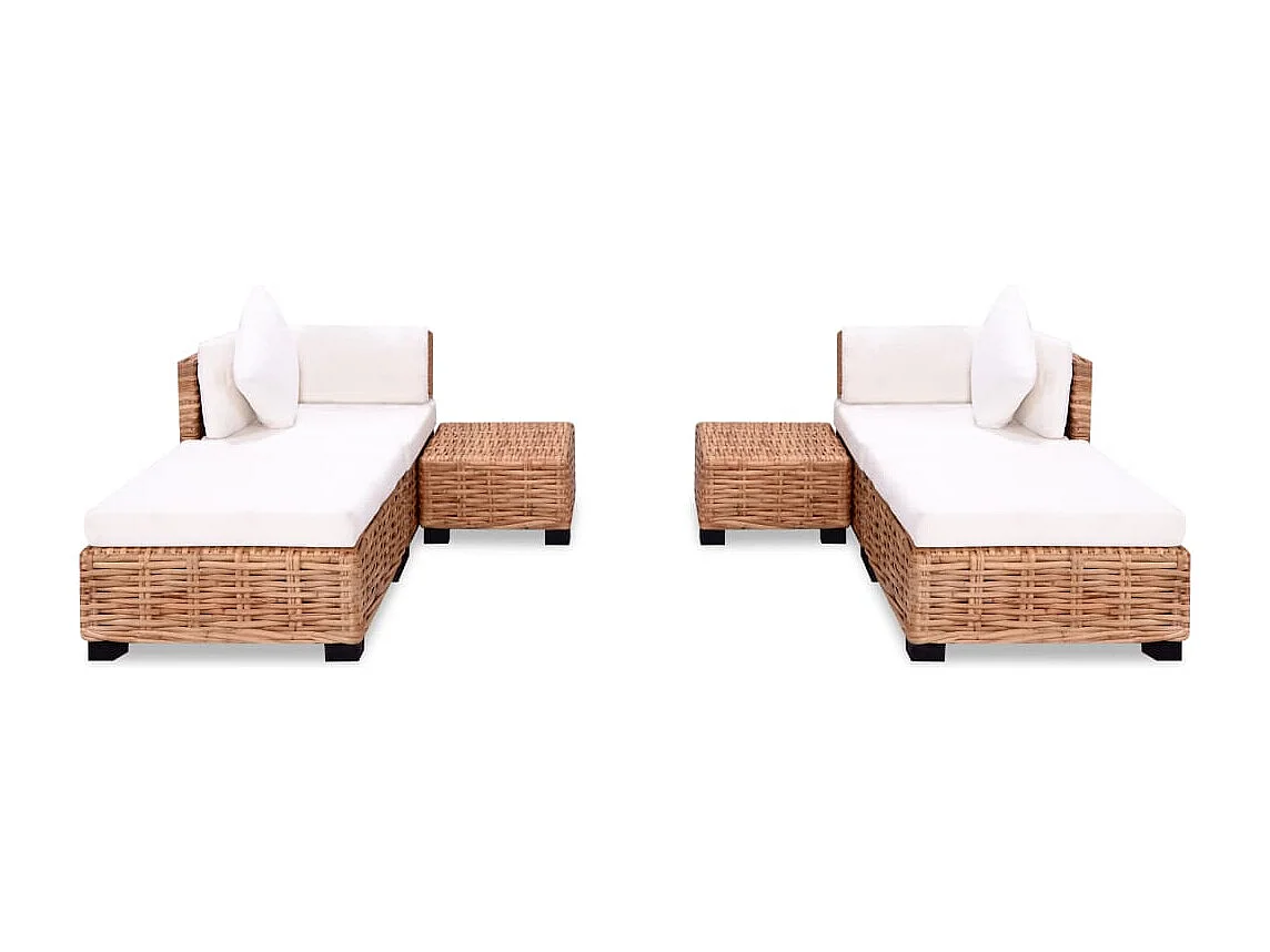 NETTLIFE Ensemble de canapés 16 pcs Rotin naturel