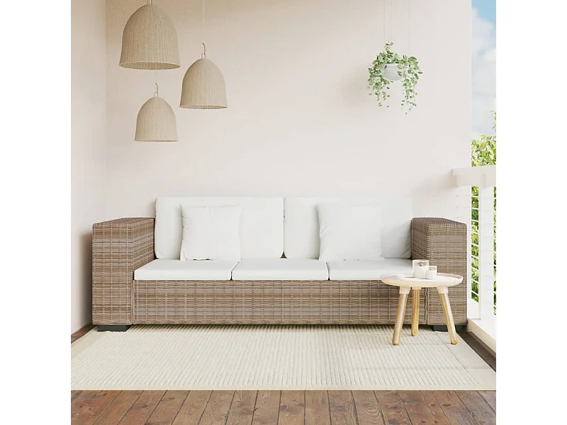 NETTLIFE Ensemble de canapé à 3 places 8 pièces Rotin véritable