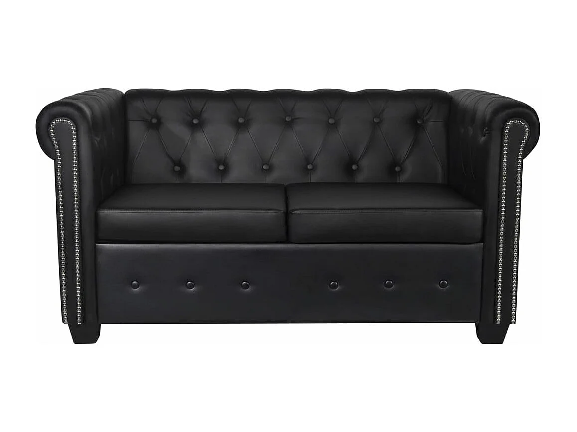 NETTLIFE Canapé Chesterfield à 2 places cuir synthétique noir