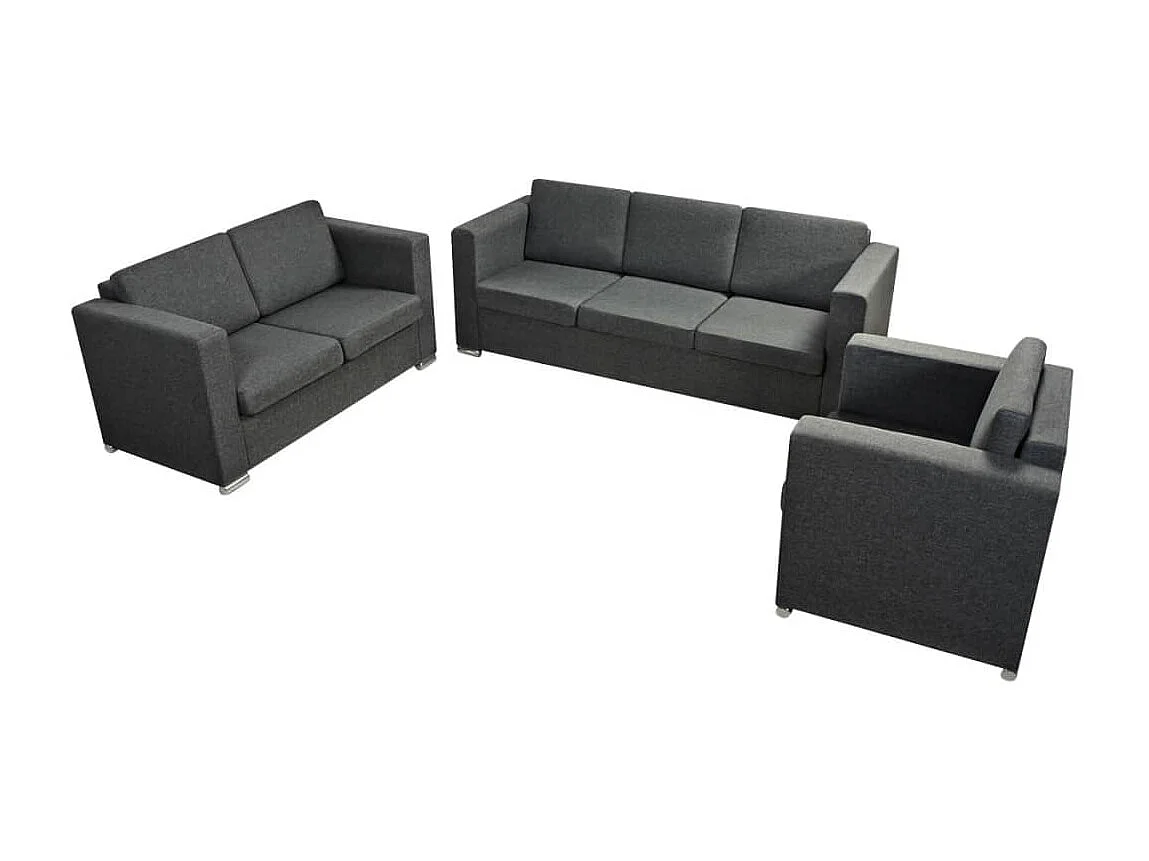 NETTLIFE Ensemble de canapés trois pièces Tissu Gris foncé