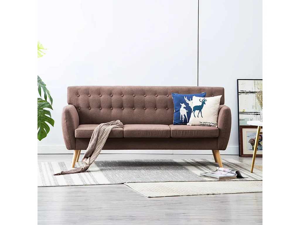 NETTLIFE Canapé à 3 places revêtement en tissu 172x70x82 cm marron