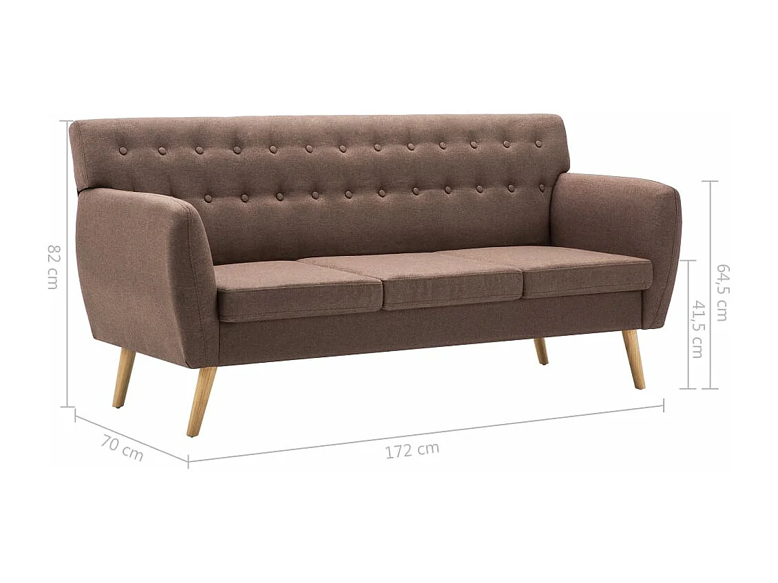 NETTLIFE Canapé à 3 places revêtement en tissu 172x70x82 cm marron