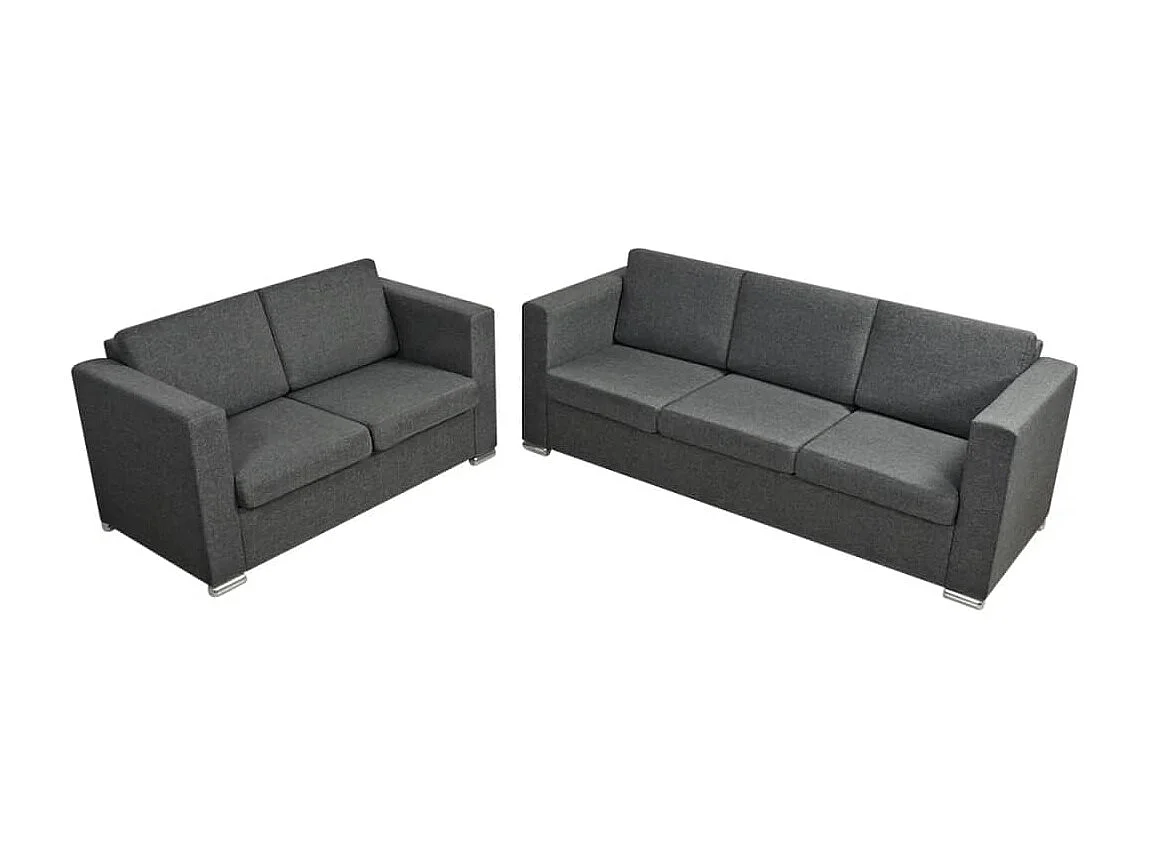 NETTLIFE Ensemble de canapés deux pièces Tissu Gris foncé