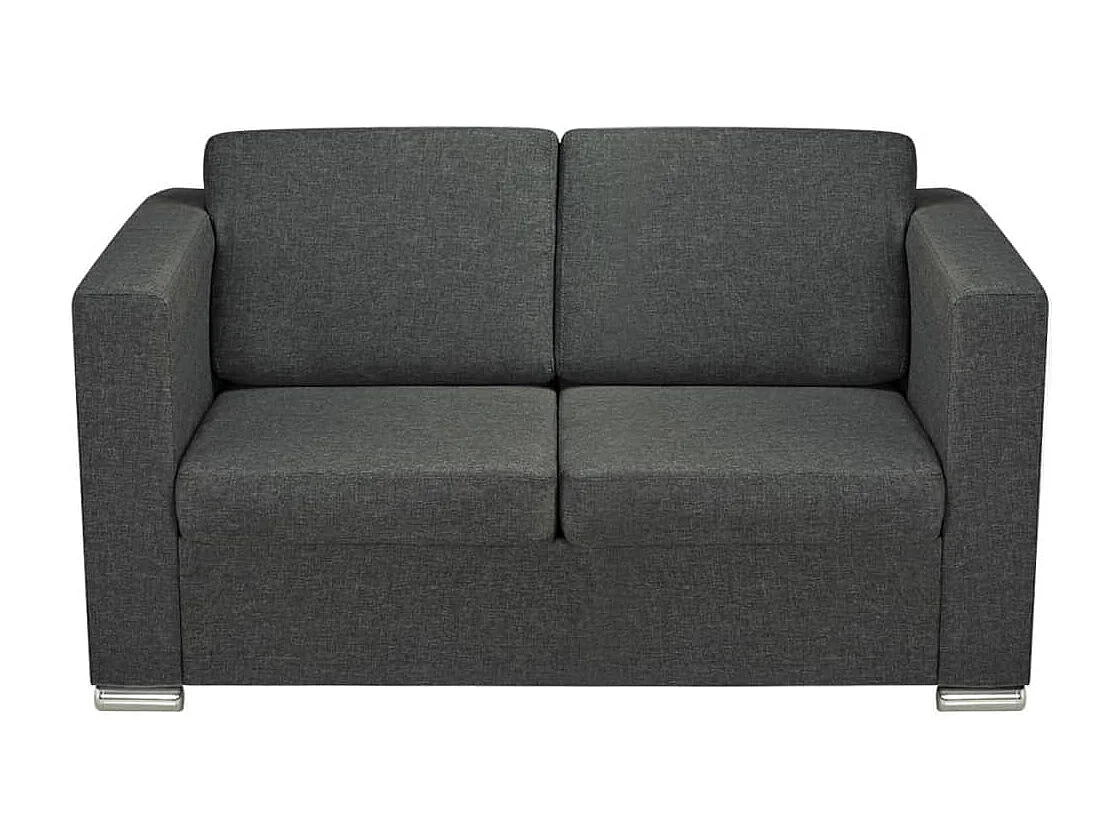 NETTLIFE Ensemble de canapés deux pièces Tissu Gris foncé