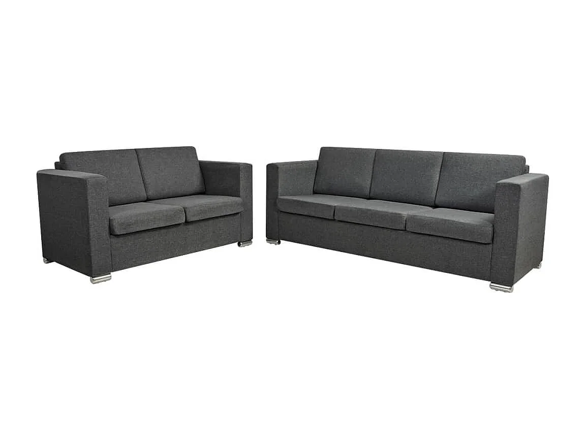 NETTLIFE Ensemble de canapés deux pièces Tissu Gris foncé