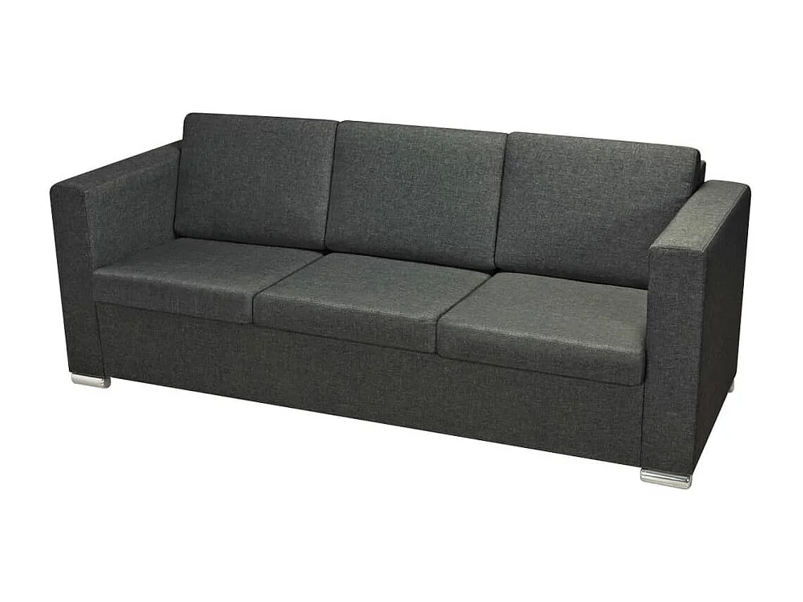 NETTLIFE Canapé à 3 places Tissu Gris foncé