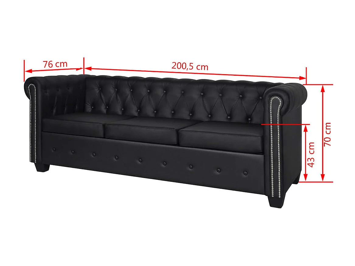 NETTLIFE Canapé Chesterfield à 2 places et à 3 places noir