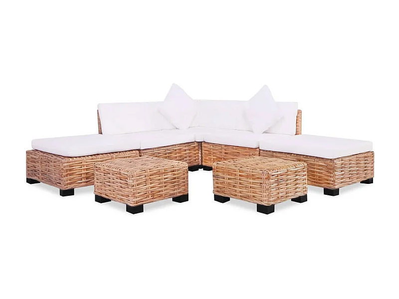 NETTLIFE Ensemble de canapés 18 pcs Rotin naturel