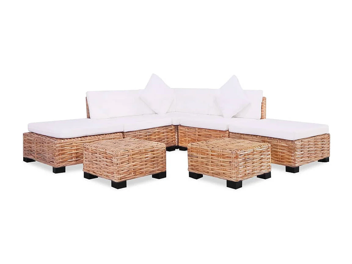 NETTLIFE Ensemble de canapés 18 pcs Rotin naturel