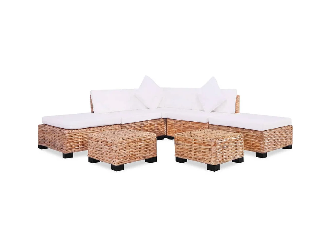 NETTLIFE Ensemble de canapés 18 pcs Rotin naturel