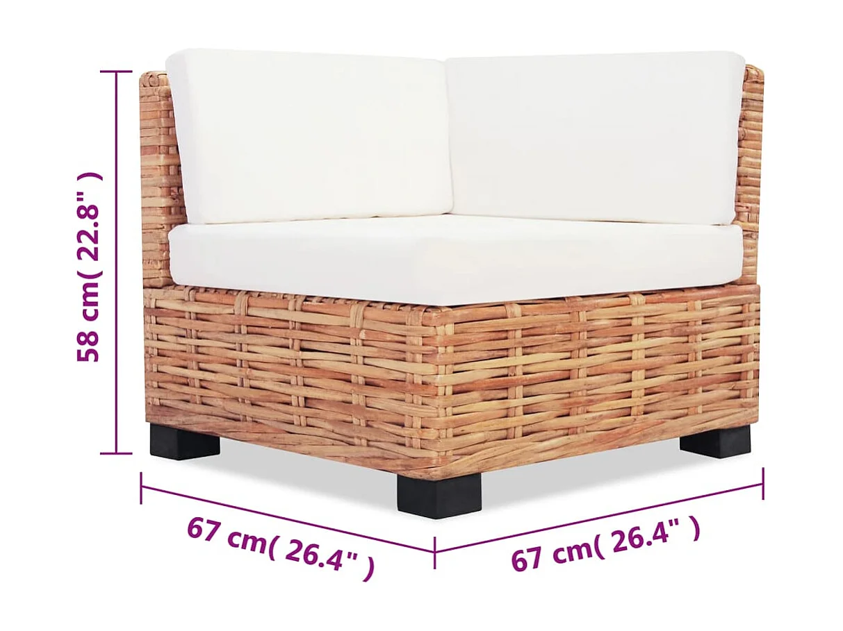 NETTLIFE Ensemble de canapés 18 pcs Rotin naturel