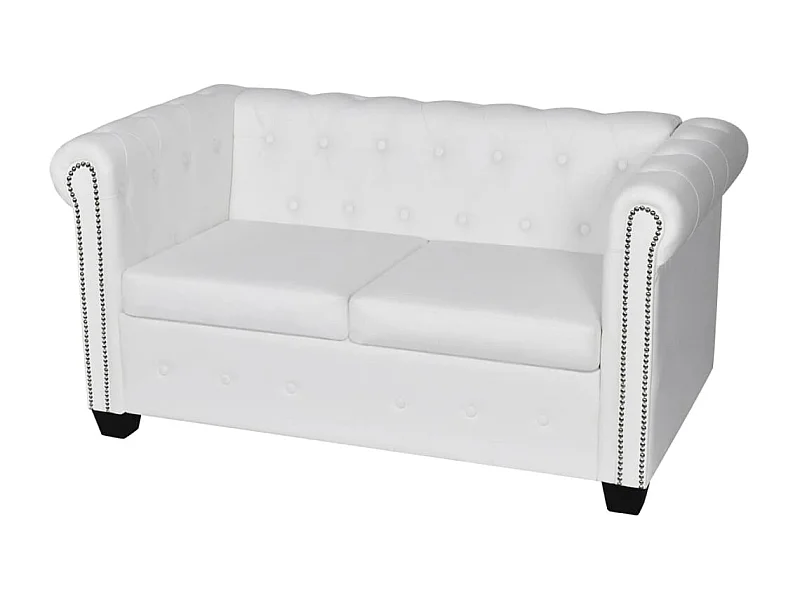 NETTLIFE Canapé Chesterfield à 2 places cuir synthétique blanc