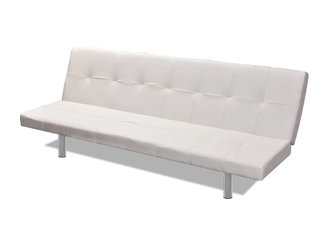 NETTLIFE Canapé-lit réglable avec deux oreillers Similicuir Blanc crème