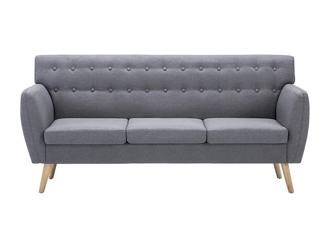 NETTLIFE Canapé à 3 places revêtement en tissu 172x70x82 cm gris clair