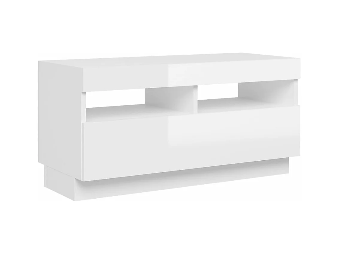 Meuble TV avec lumières LED blanc brillant 80x35x40 cm