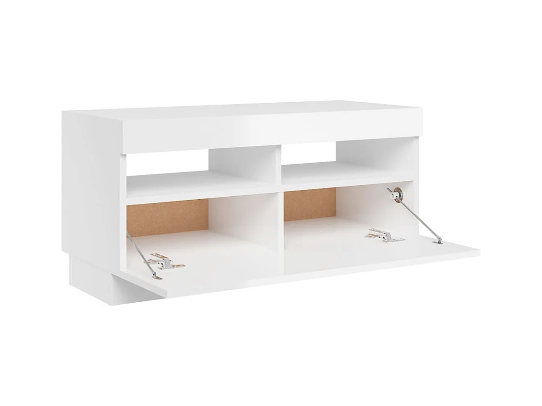 Meuble TV avec lumières LED blanc brillant 80x35x40 cm