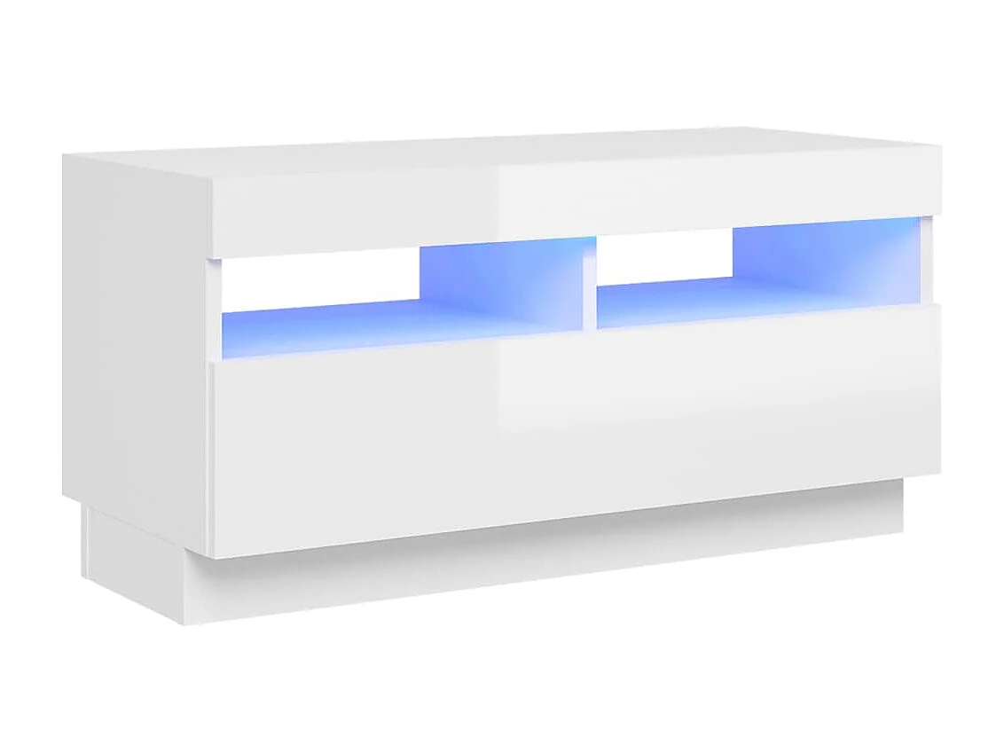 Meuble TV avec lumières LED blanc brillant 80x35x40 cm