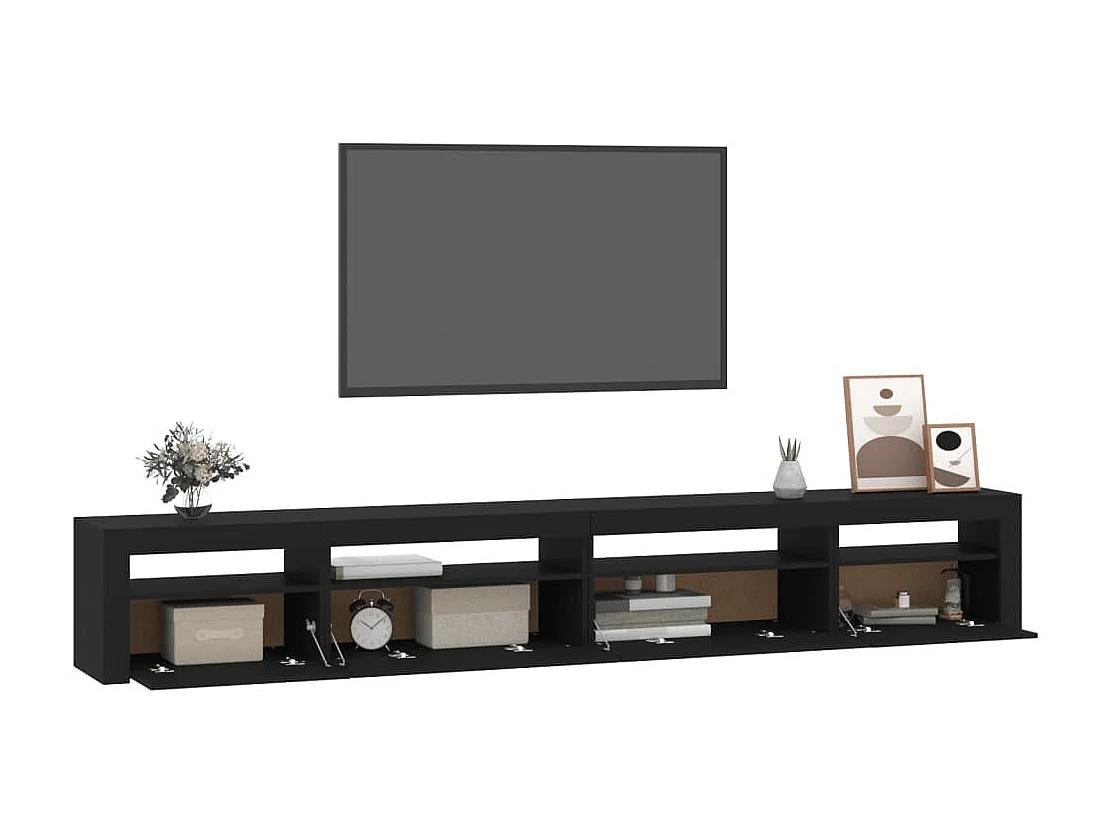 Meuble TV avec lumières LED Noir 270x35x40 cm
