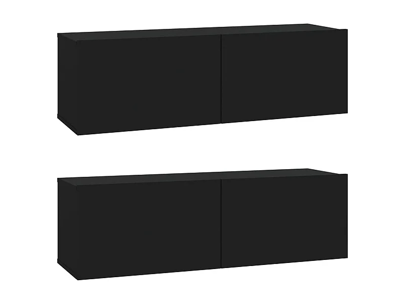 Meubles TV muraux 2 pcs noir 100x30x30 cm bois d'ingénierie