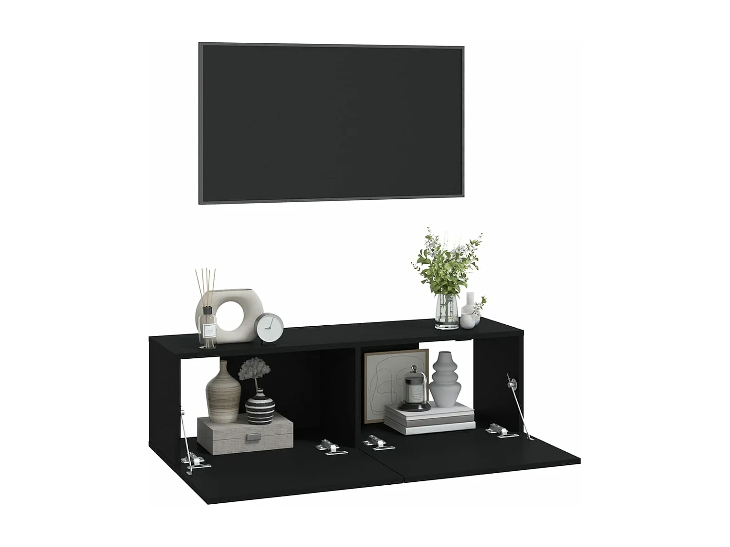 Meubles TV muraux 2 pcs noir 100x30x30 cm bois d'ingénierie
