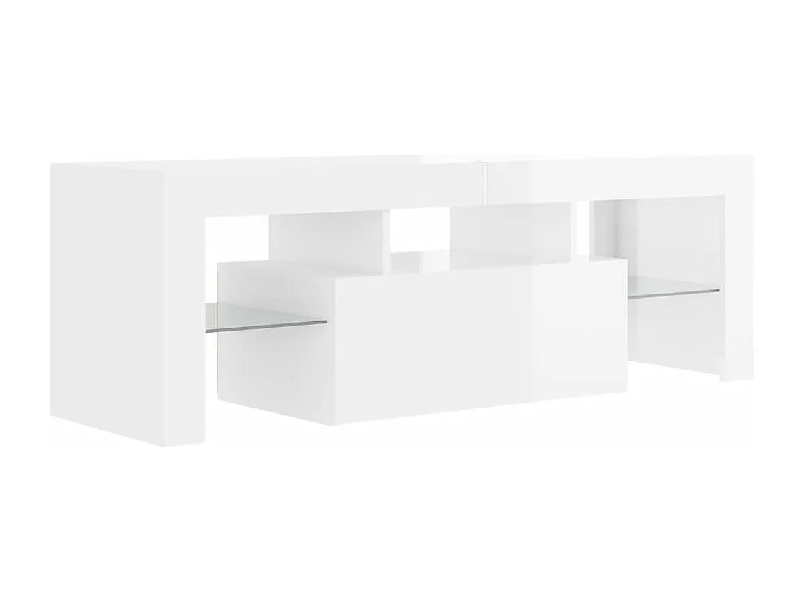 Meuble TV avec lumières LED blanc brillant 120x35x40 cm