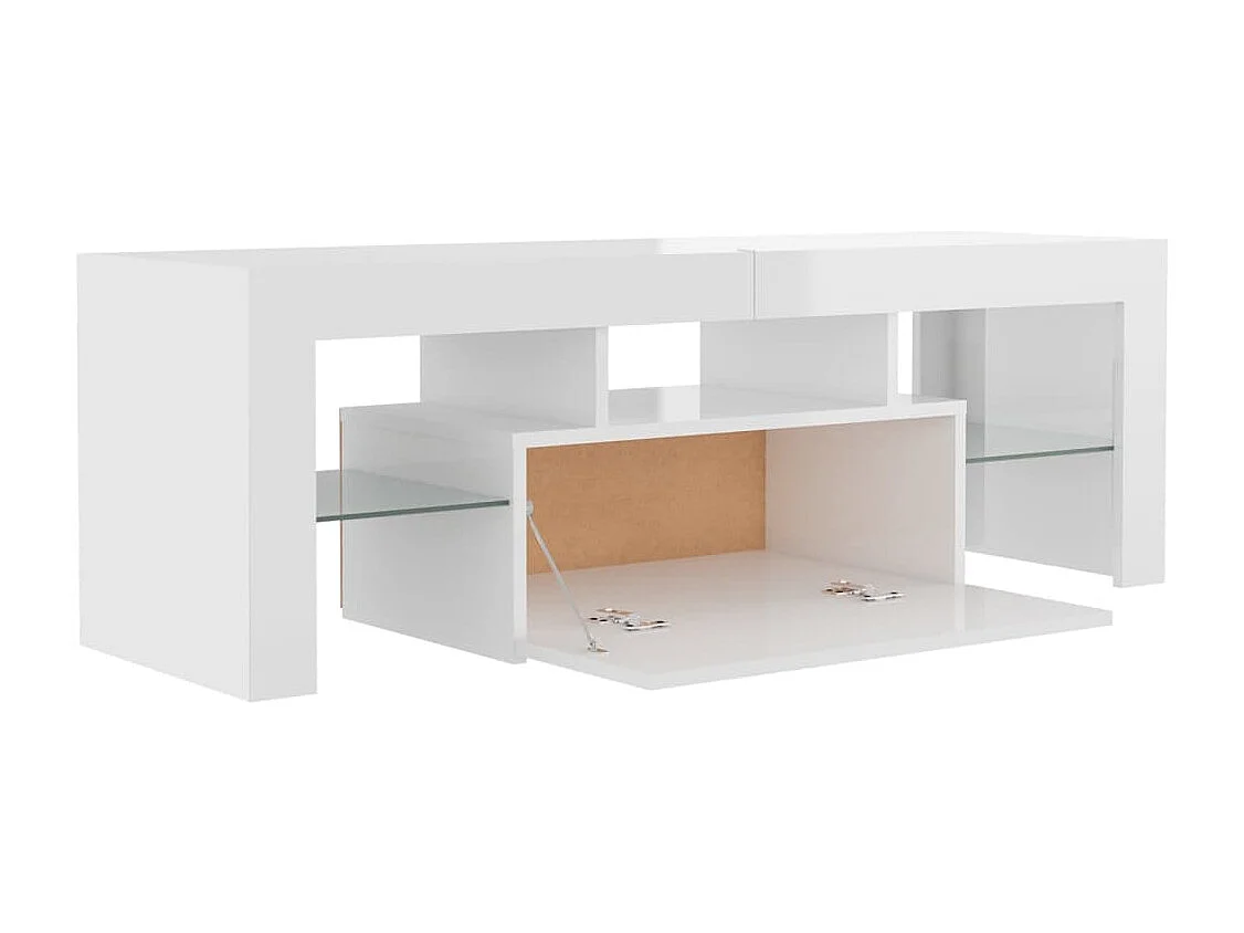 Meuble TV avec lumières LED blanc brillant 120x35x40 cm