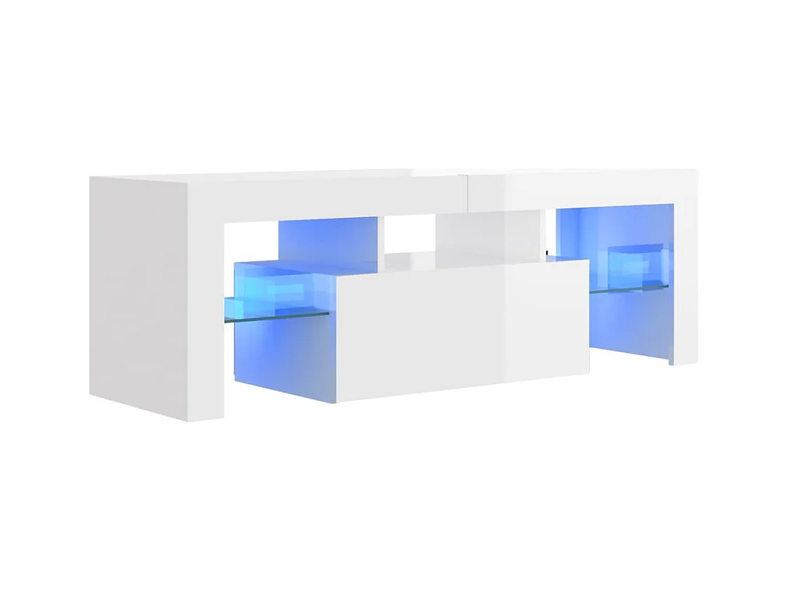 Meuble TV avec lumières LED blanc brillant 120x35x40 cm