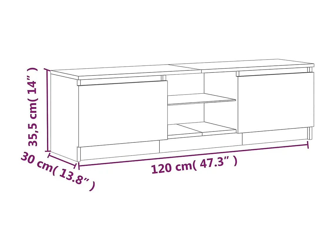 Meuble TV avec lumières LED sonoma gris 120x30x35,5 cm