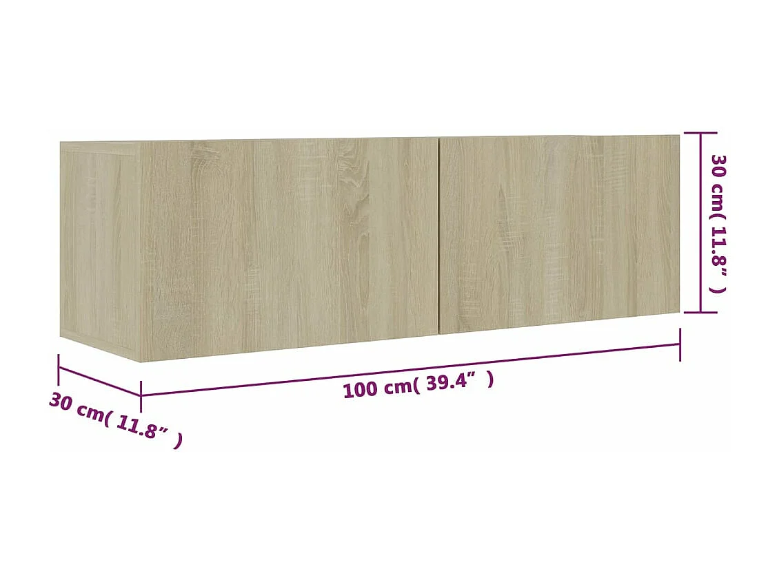 Meuble TV Chêne sonoma 100x30x30 cm Bois d’ingénierie