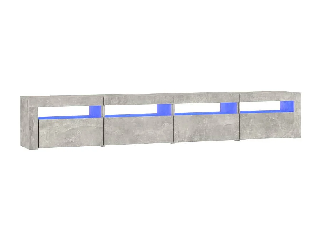 Meuble TV avec lumières LED Gris béton 240x35x40 cm