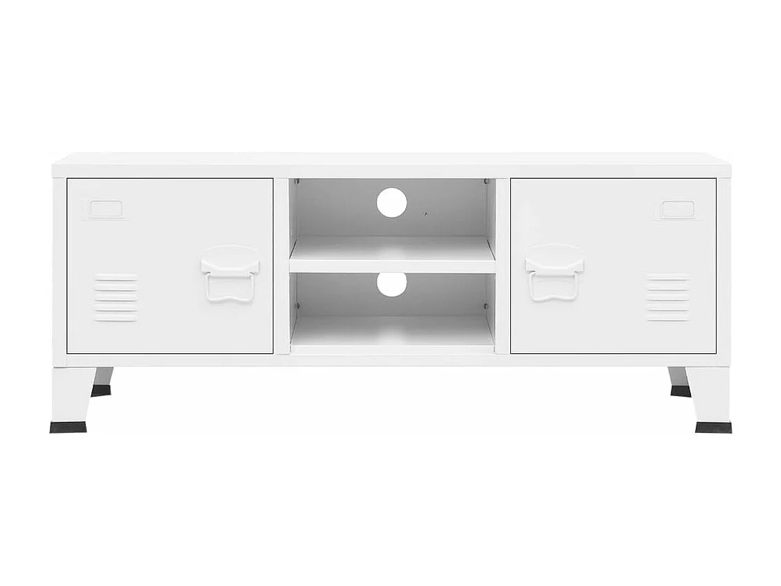 Meuble TV industriel Blanc 105x35x42 cm Métal