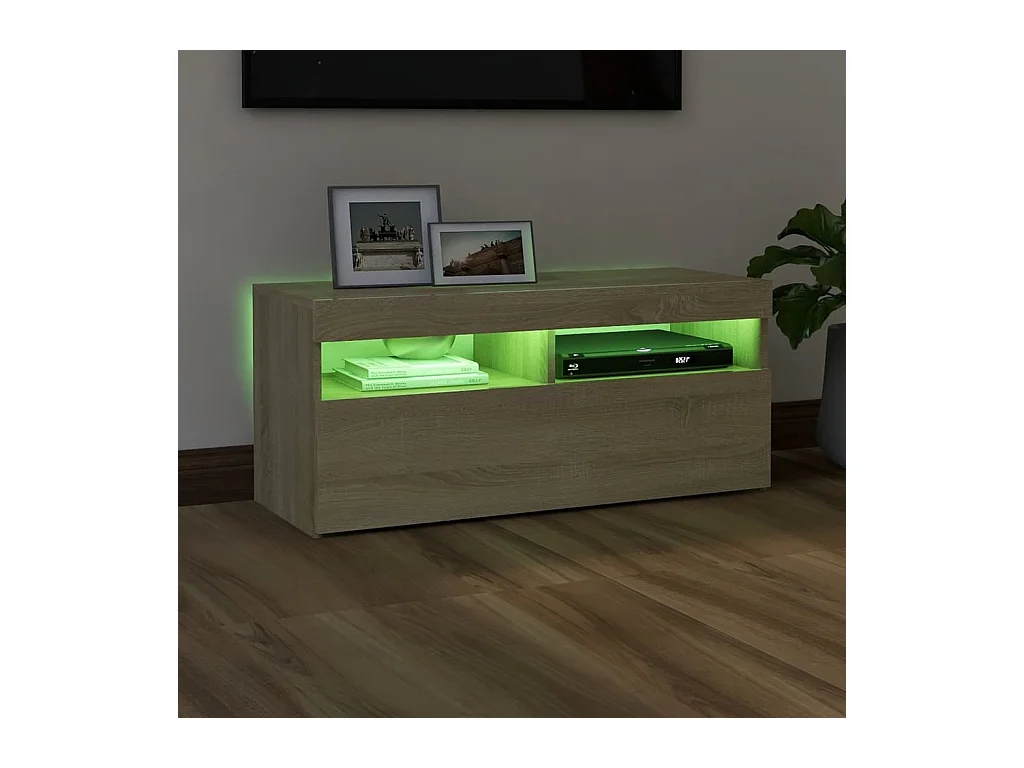 Meuble TV avec lumières LED chêne sonoma 90x35x40 cm