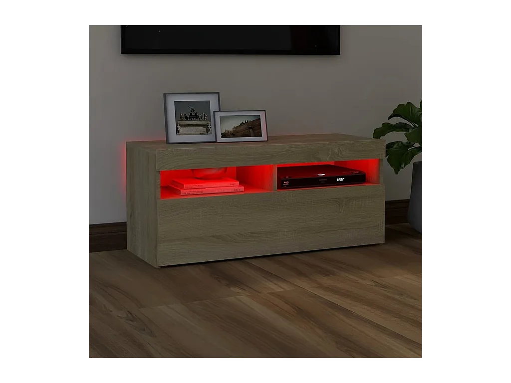 Meuble TV avec lumières LED chêne sonoma 90x35x40 cm