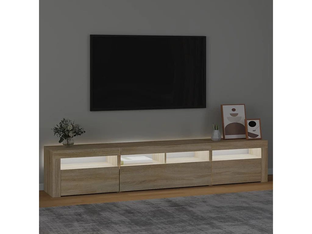 Meuble TV avec lumières LED Chêne sonoma 210x35x40 cm