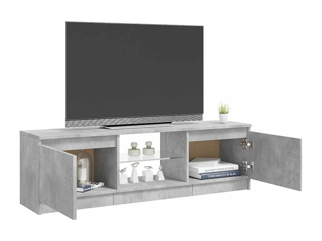 Meuble TV avec lumières LED gris béton 120x30x35,5 cm