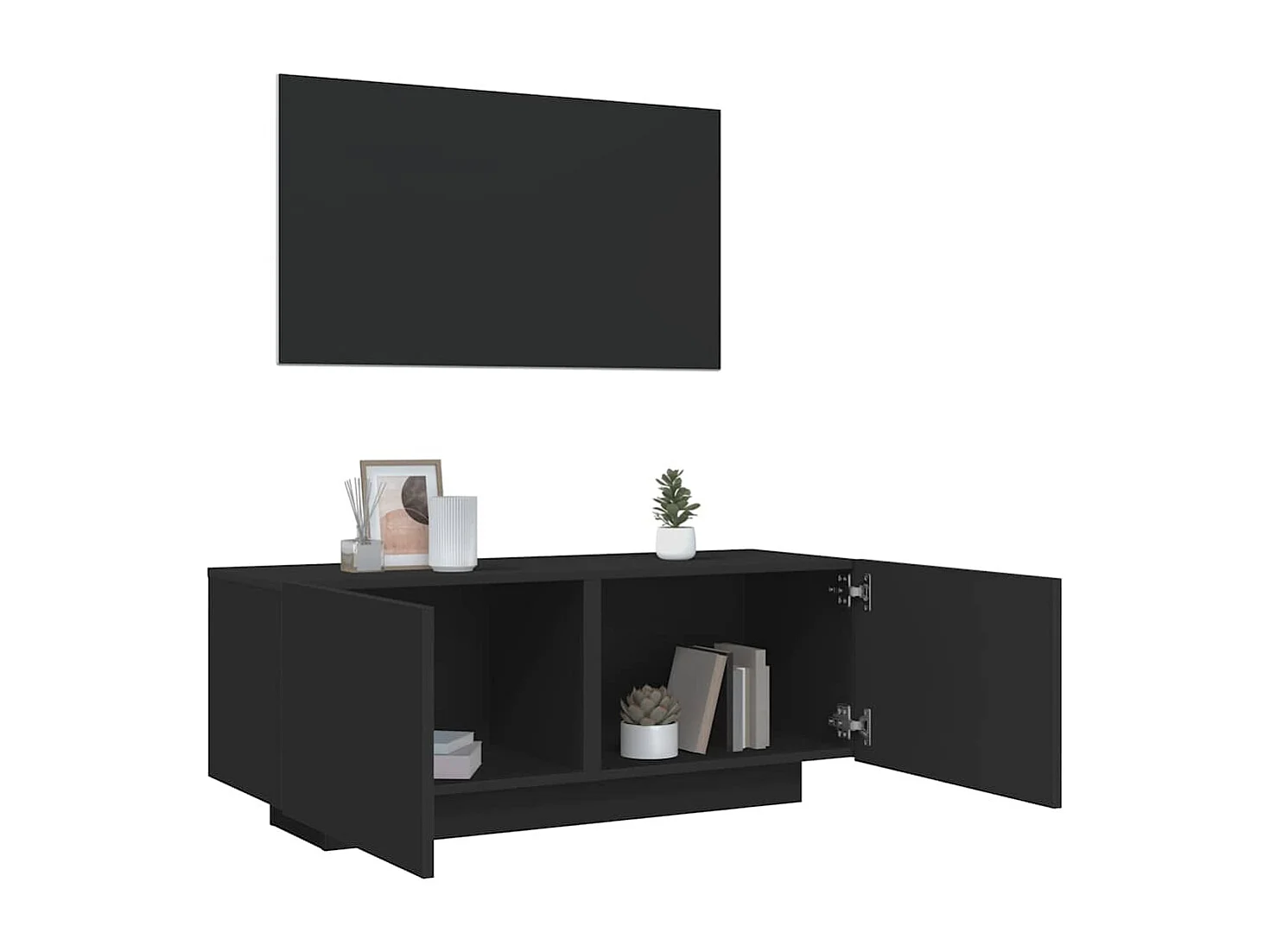 Meuble TV Noir 100x35x40 cm Aggloméré