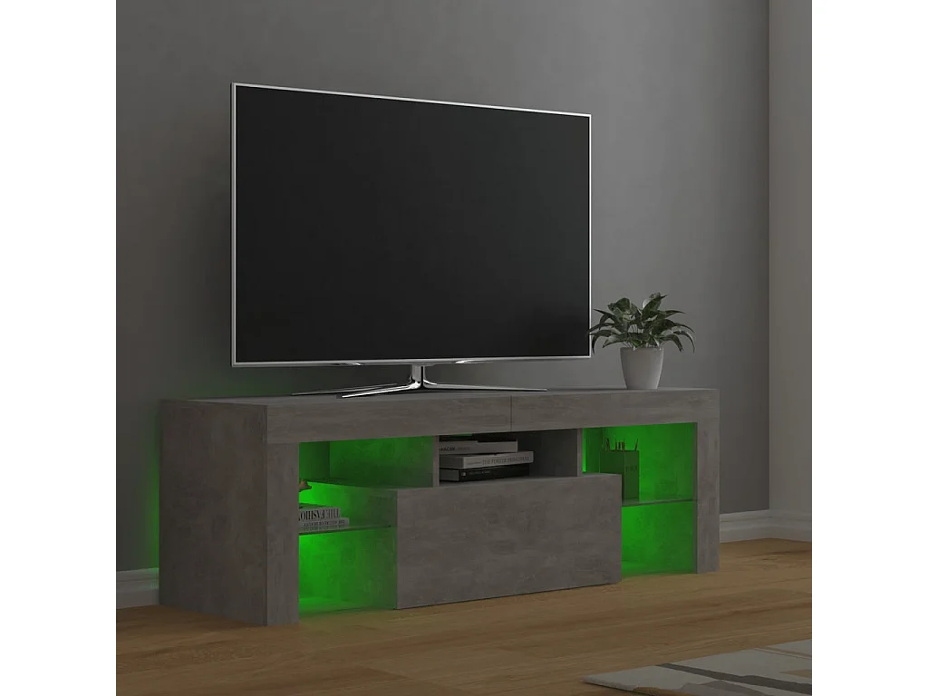 Meuble TV avec lumières LED gris béton 120x35x40 cm