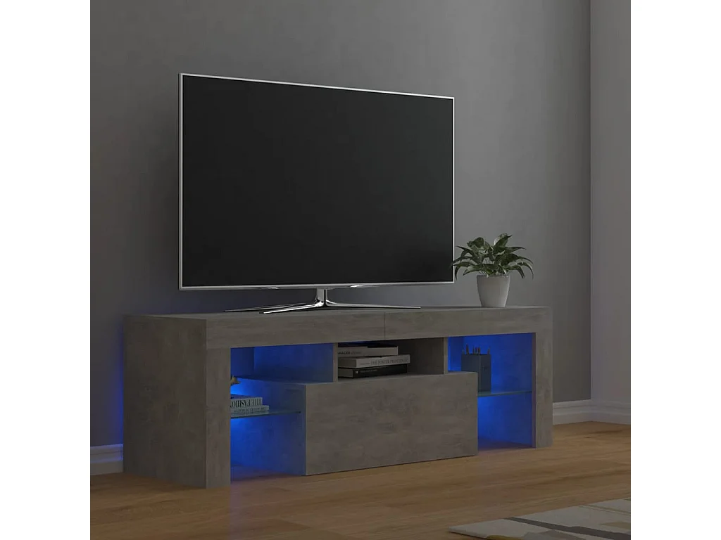 Meuble TV avec lumières LED gris béton 120x35x40 cm