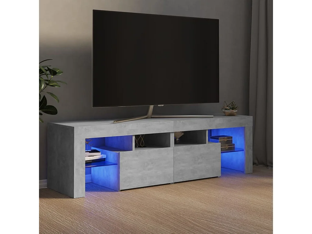 Meuble TV avec lumières LED Gris béton 140x36,5x40 cm