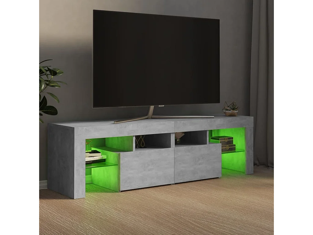 Meuble TV avec lumières LED Gris béton 140x36,5x40 cm