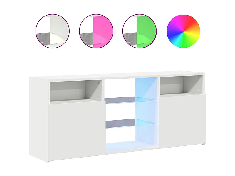 Meuble TV avec lumières LED blanc 120x30x50 cm