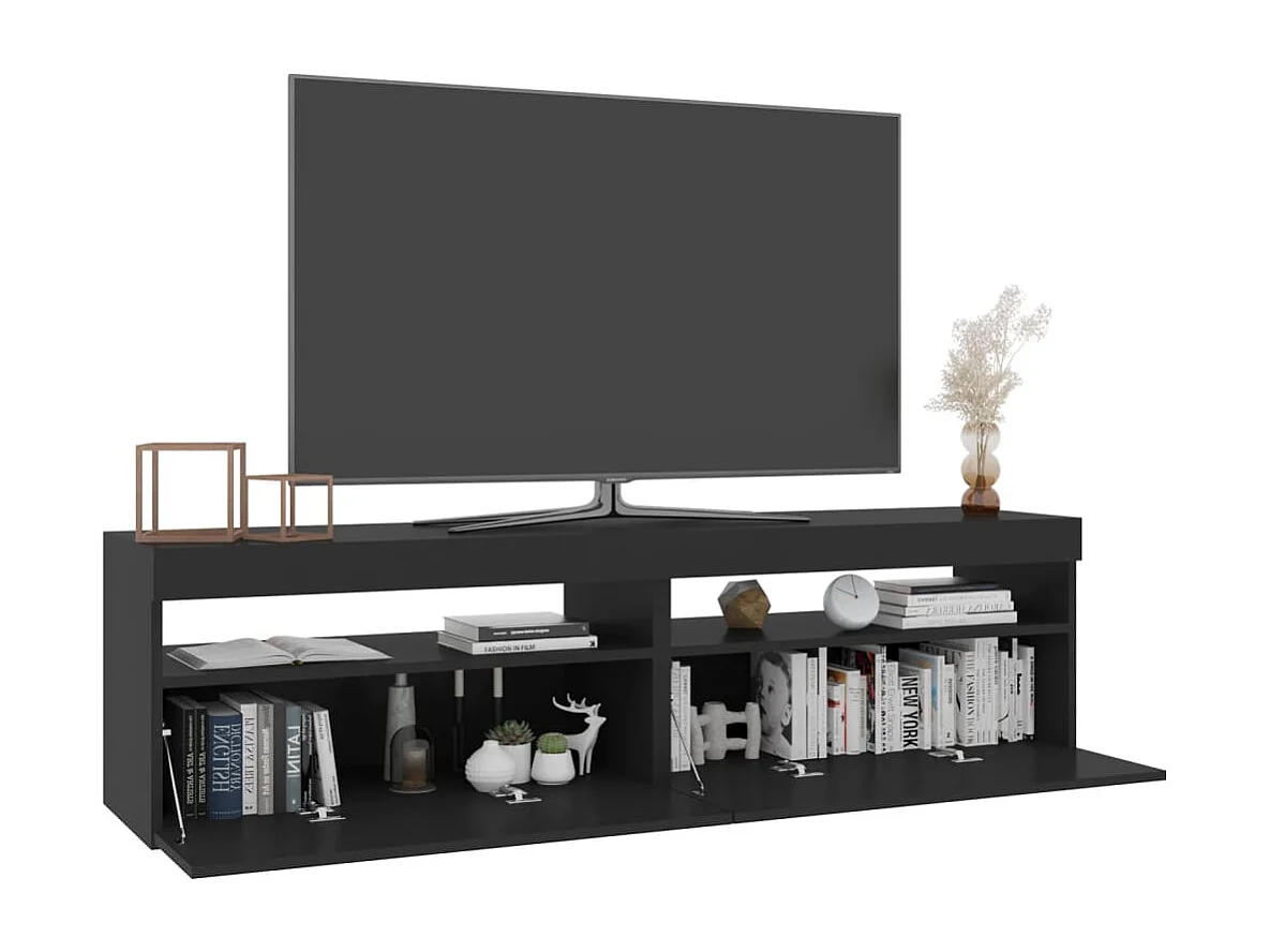 Meubles TV 2 pcs avec lumières LED Noir 75x35x40 cm