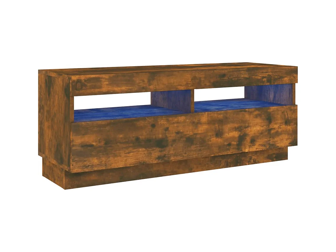 Meuble TV avec lumières LED chêne fumé 100x35x40 cm