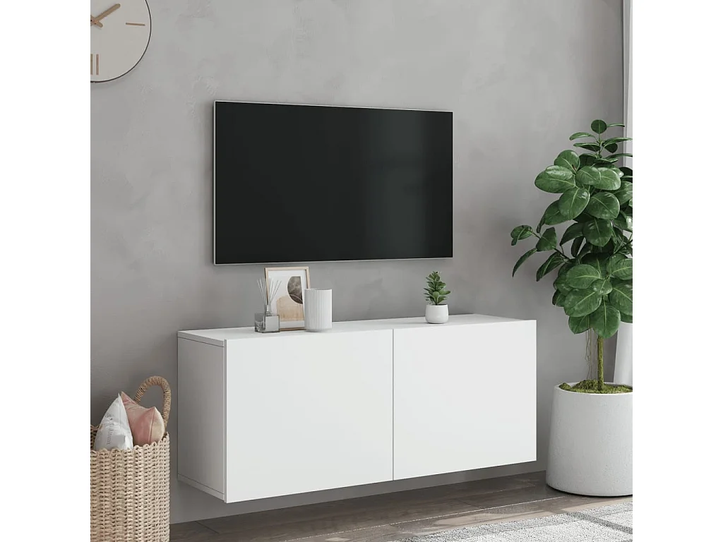 Meuble TV mural blanc 100x30x41 cm