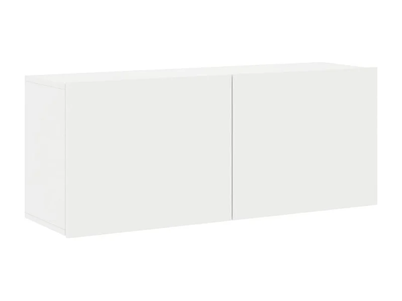 Weißes Wand-TV-Möbel 100x30x41 cm aus Holzwerkstoff mit großem Stauraum