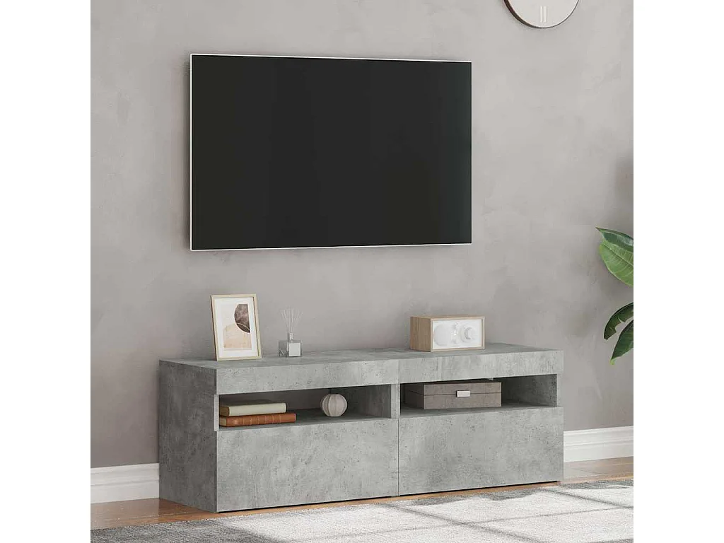 Meubles TV avec lumières LED 2 pcs gris béton 60x35x40 cm